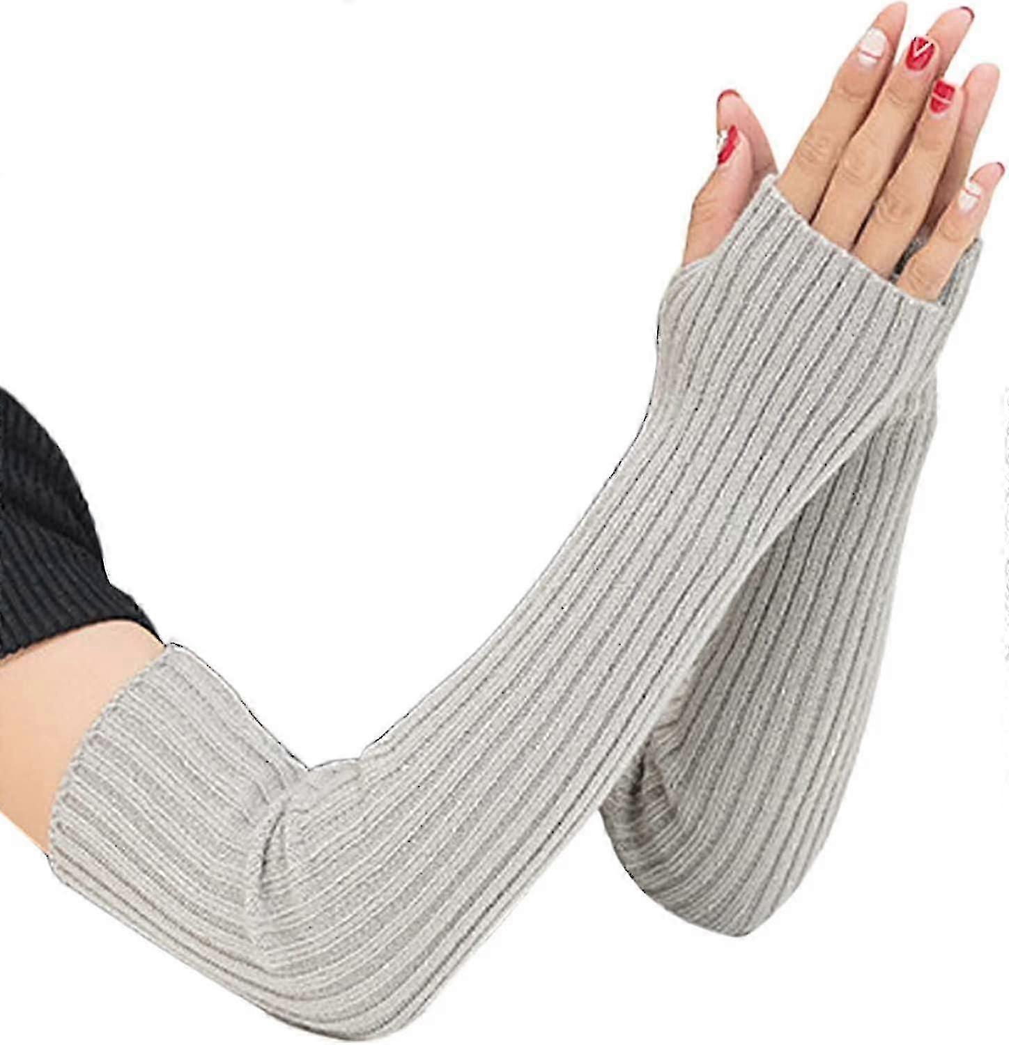 Mulheres Meninas Malha Macia Luvas Elásticas Sem Dedos Aquecedores Braços Luvas Longas
