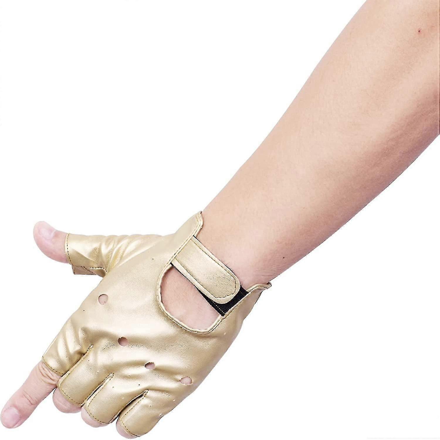 Men Pu Leather Gloves Steampunk Gothic Half Finger Hook-loop Mittens
