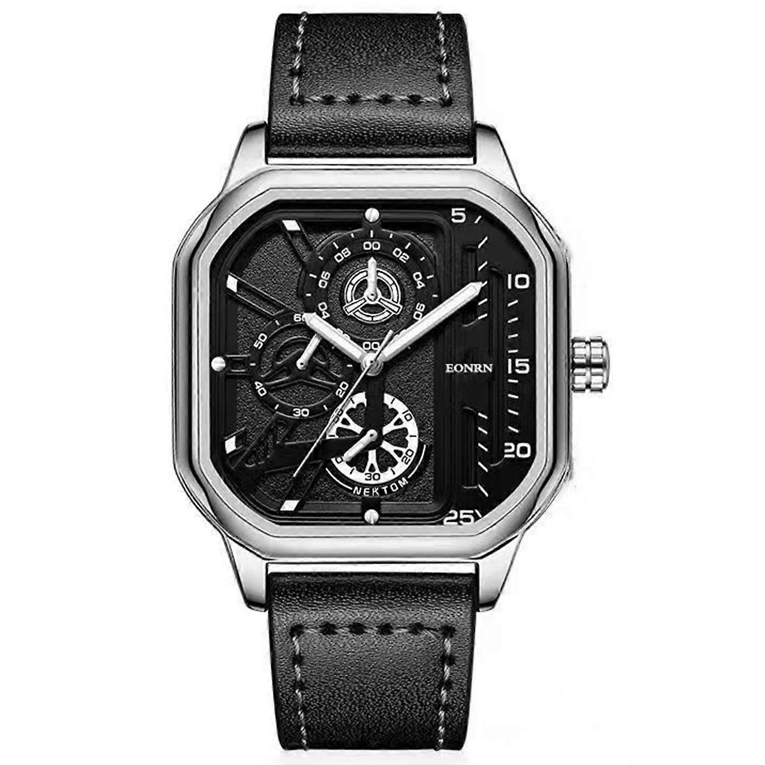 Stylish Waterproof Watch with Mechanical Movement Easy to Read Ergonomic Designed Strap Square Large