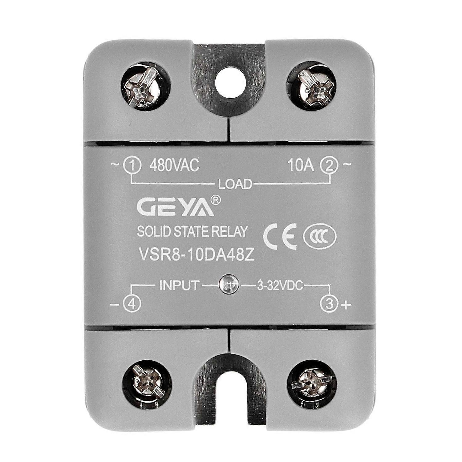 Solid State Relay with LED Indicator DC Control AC Optical Isolation SSR Relay 3‑32VDC Input 10A 480