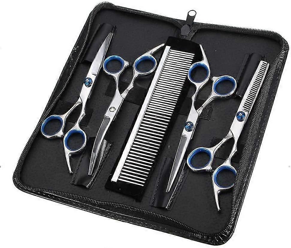 Dog Scissors Fur Scissors For Dogs 5-in-1 Curved Scissors Set Dog Groo Set For F, Body, Ears