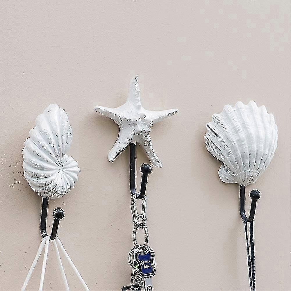 Wall Coat Hooks, 3pcs Resin Hanger Decorative Hooks (white)