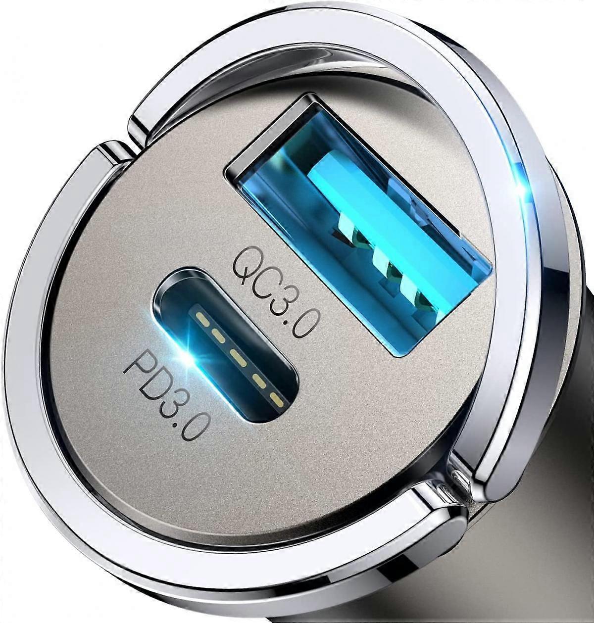 Charger USB C 45W+45W Metal Super Fast Car Charger PD 3.0/QC 3.0, for iPhone 13 dark