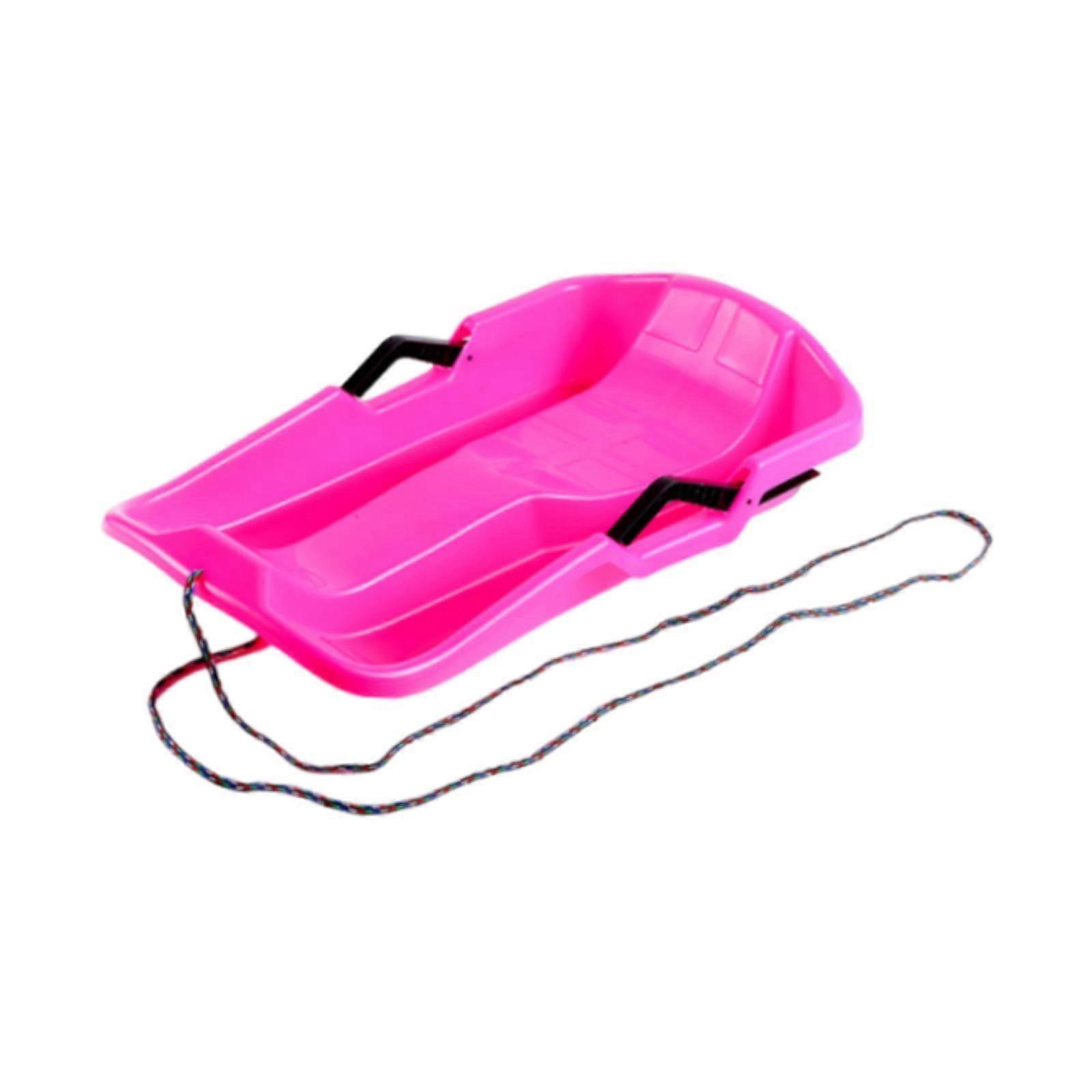 Snow Sled Snow Luge Multifunctional with Brake Heavy Duty Sleigh Snow Sledge Pink