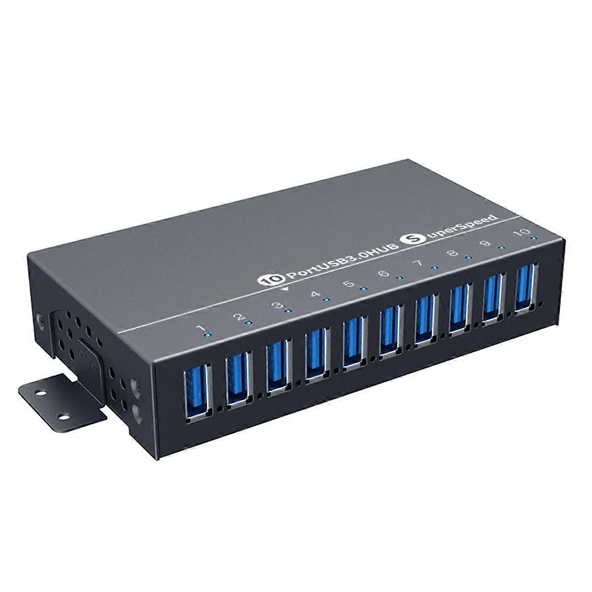 Metall 10 Port USB3.0 High Speed Data Sync Hub Schnellladegerät Splitter mit 12V5A Netzteil für Ph