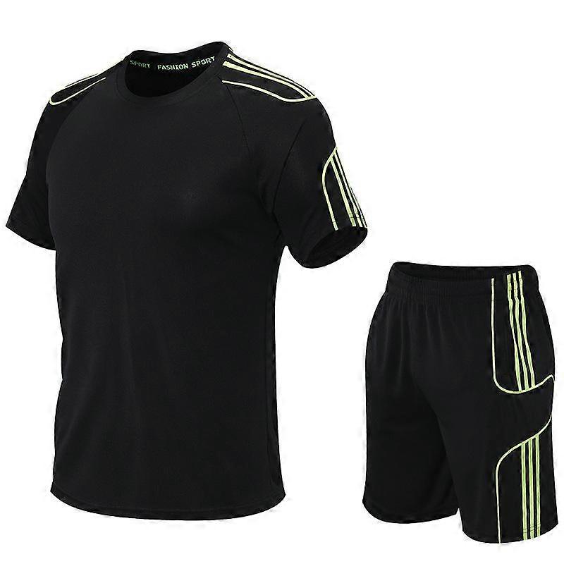 Quick-drying Sports Suit Men's Summer Ice Silk Breathable Fitness and Leisure Running Two-piece Set