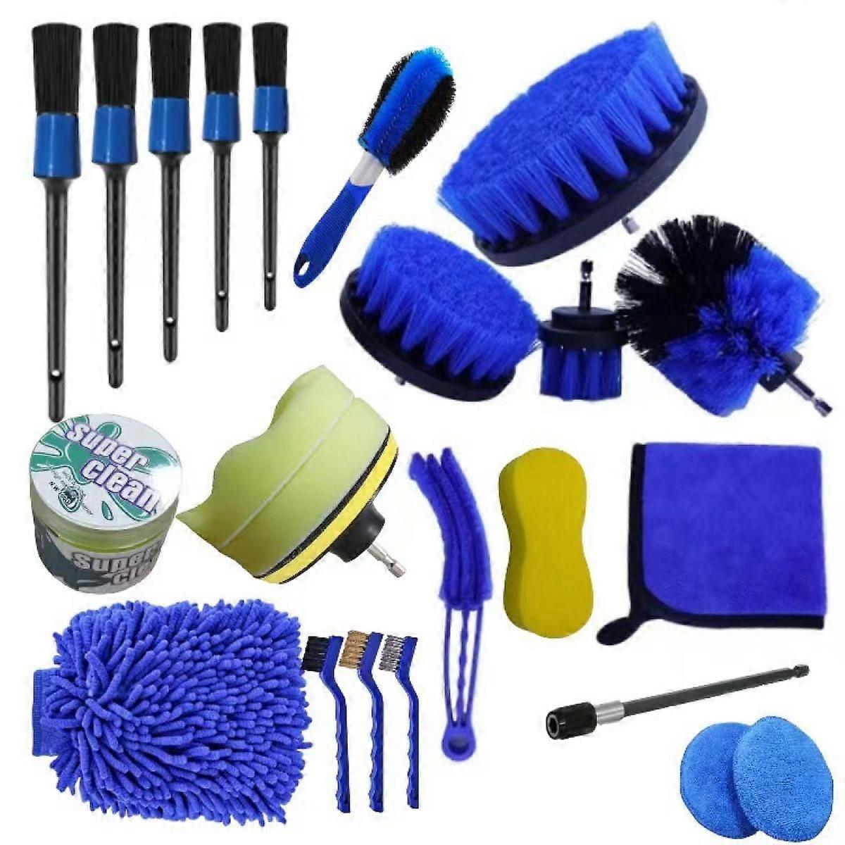 Car Cleaning Tools Kit, 24 Pcs Car Detailing Brush Set - Driller Attachment Set & All Purpose Clean for Cleaning Automobile Interior