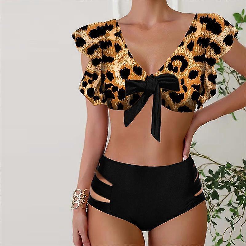 Dam Badkläder Tankini 2 delar Baddräkt Grön Rosett Blommor Tryck Semester Baddräkter