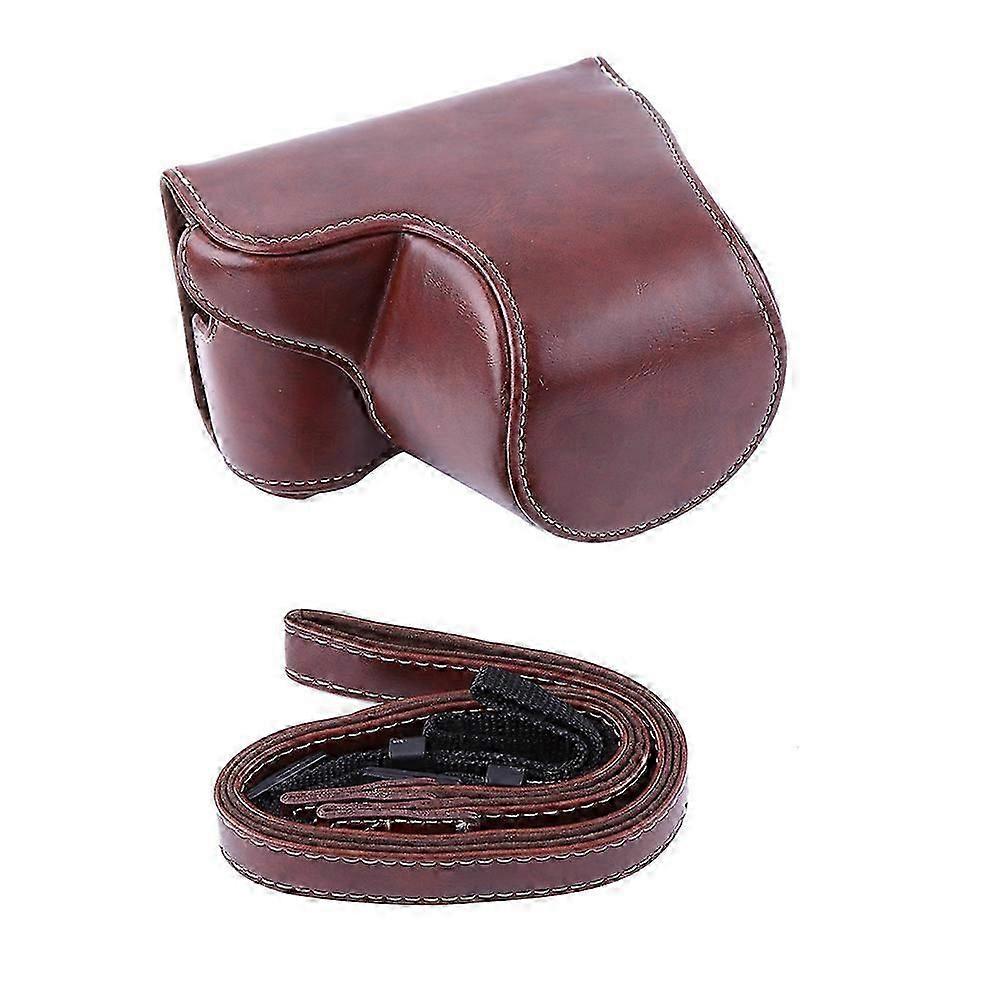 PUレザーカメラケースバッグポーチバッグ Sony A5000/A5100/NEX3N および 16-50mm カメラレンズ用 (コーヒー)