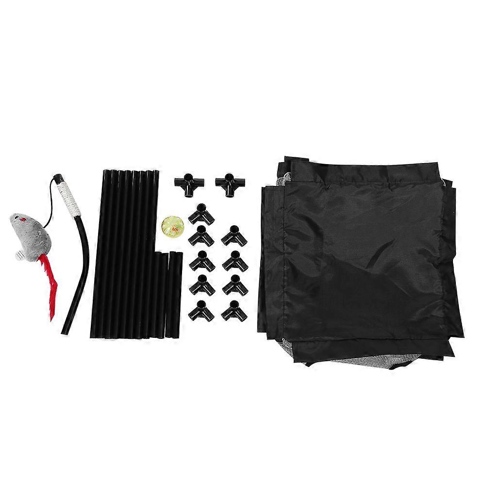 Gray Mesh Cat Activity Center with Scratching Toy for Indoor Cats - Spacious Design, Durable Construction, Easy to Clean