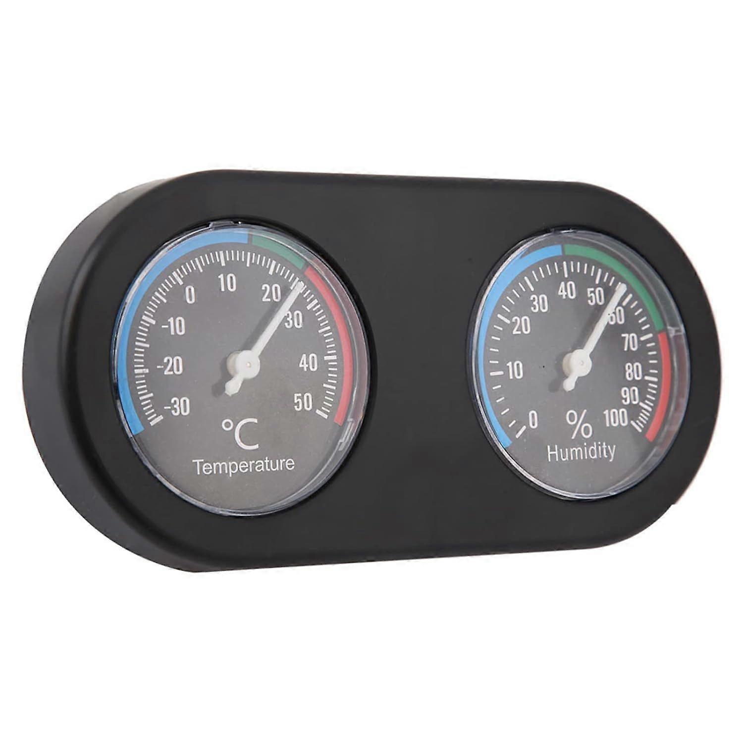 Thermometer and Humidity Gauge for Reptiles, Mini Analog Temperature Hygrometer Round Shape Thermometer Hygrometer for Reptile Tank15.5*1.5*7.5cm