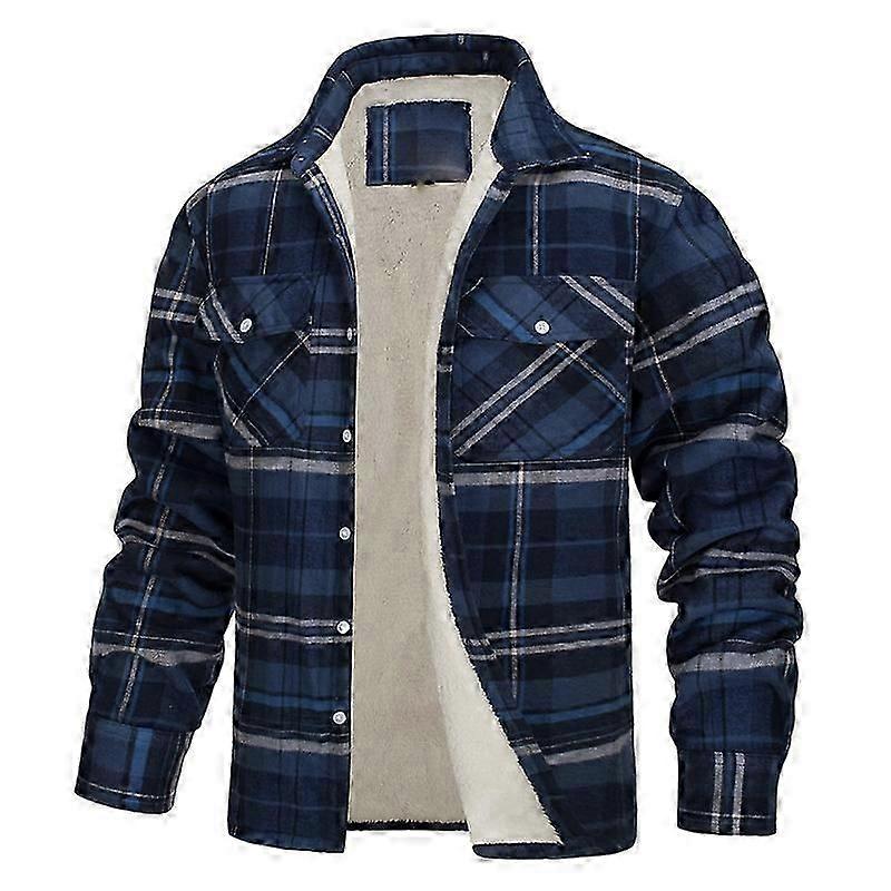 Men's Lumberjack Checked Flannel Fleece Lined Jacket Buffalo Plaid Coat