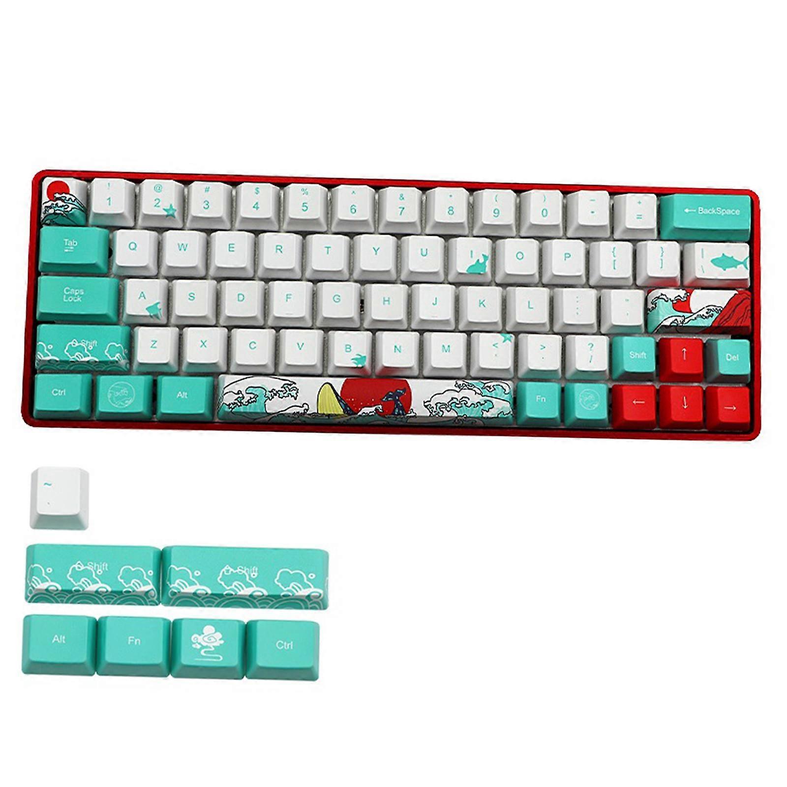 71 Keys Dye Sublimation PBT Set for GK61 GK64 RK61, replace the keyboard's own