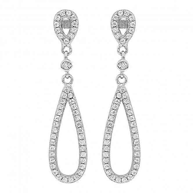Acotis Silver Drop Earrings Rhodium Plated Zirconia G51209