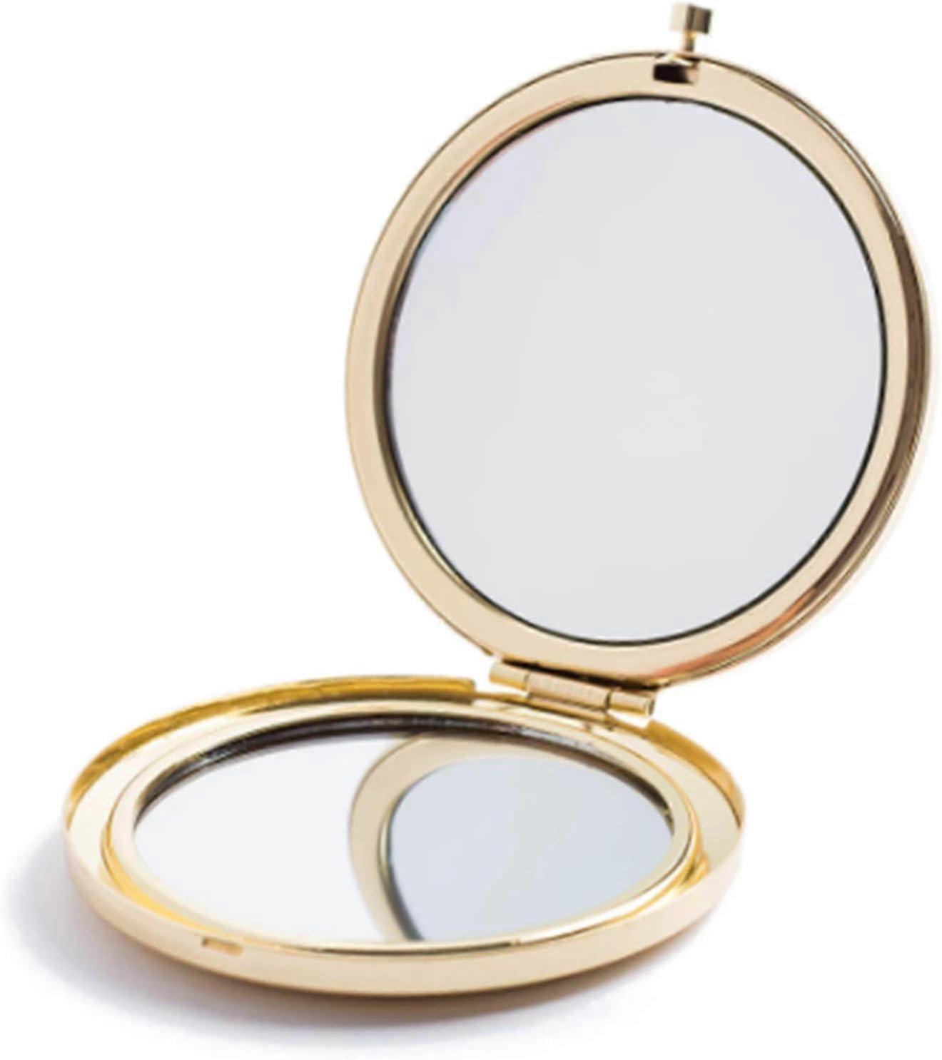 Magnifying Compact Mirror For Purses ,Folding Mini Pocket Double Sided Travel Makeup Mirror