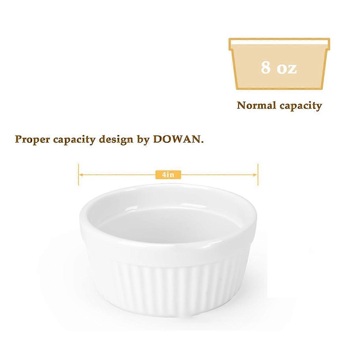 Ramekins with Lids 8 oz,White Porcelain Creme Brulee Souffle Ramekins