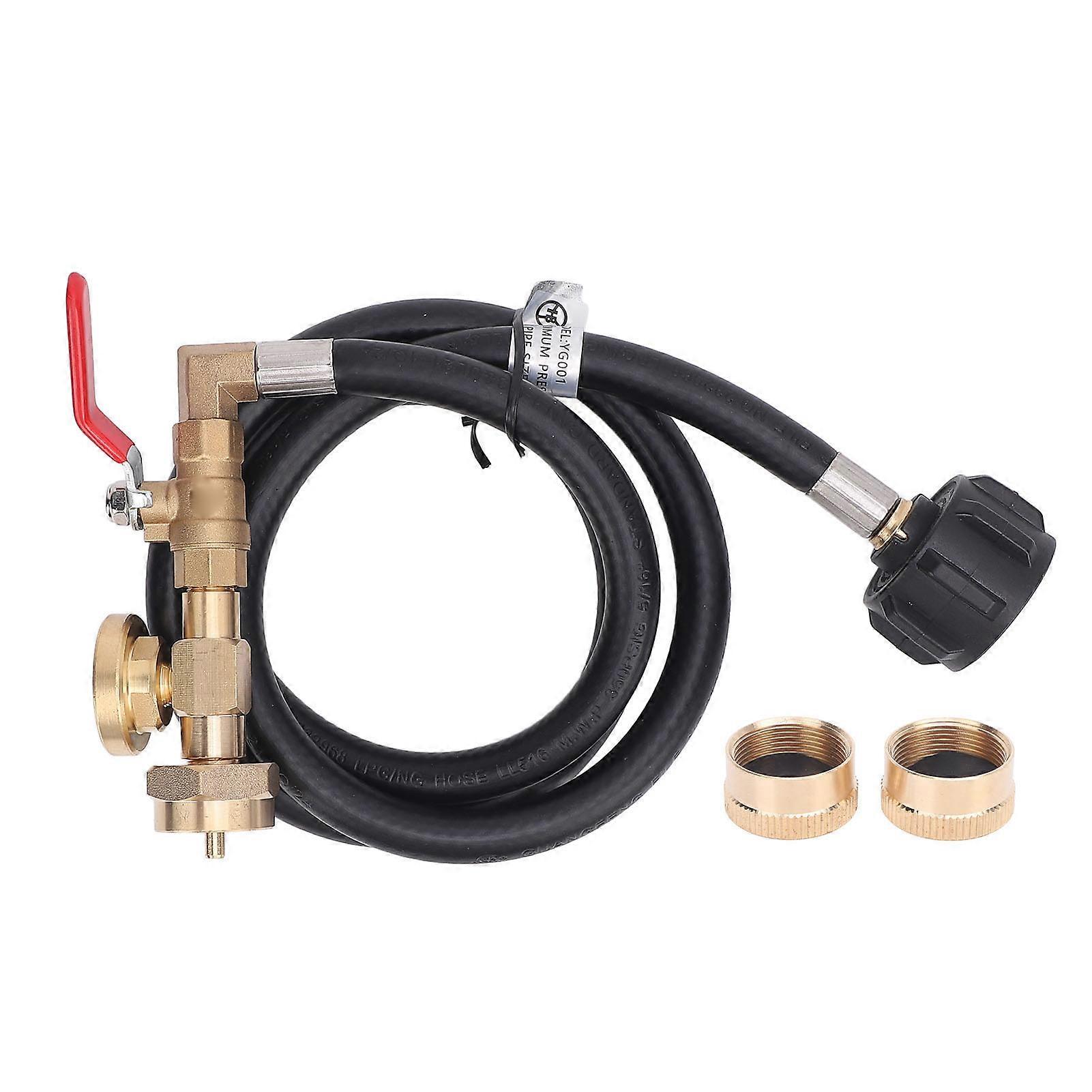 4FT Gas Refill Adapter Hose Universal QCC1 Type1 Gas Tank Refill Hose with Pressure Gauge and Control Valve