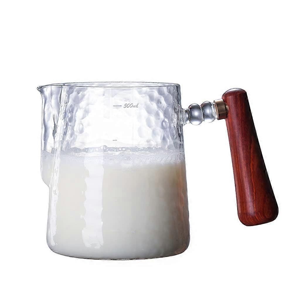 Thickened Hand Hammered Glass Pitcher for Coffee Frothing 17Oz 500ML Compatible with Espresso Machines