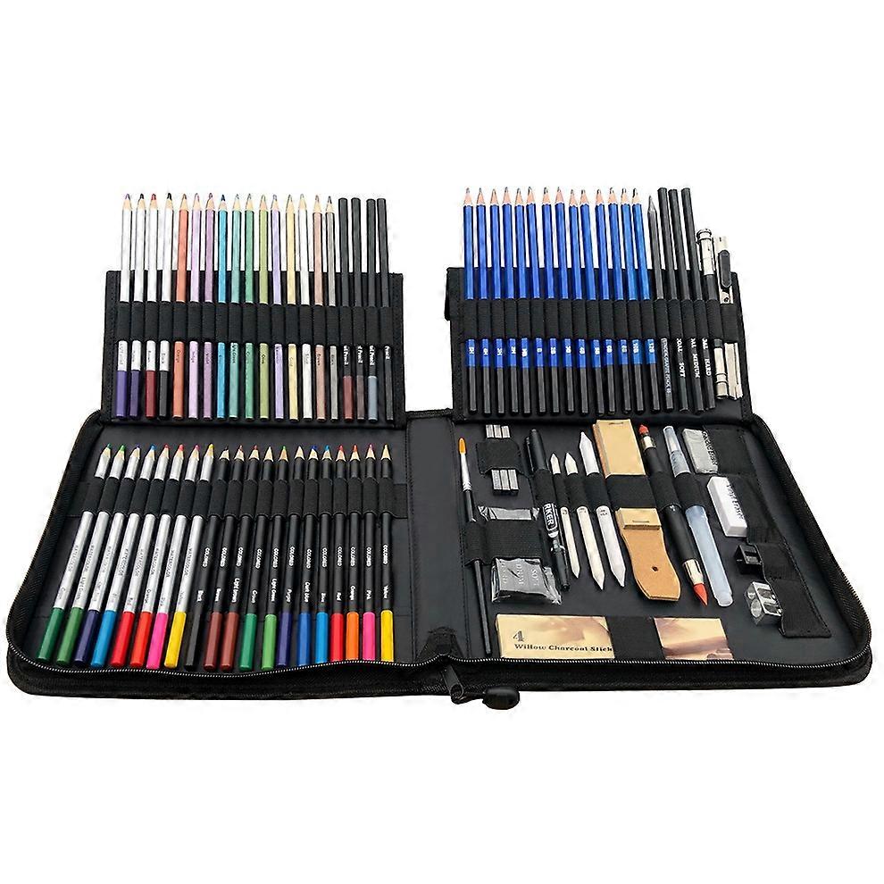KALOLR YW-PC083 83 in 1 Portable Sketch Tool Water-Soluble Color Lead Metal Color Lead Combination Sketch Drawing Set