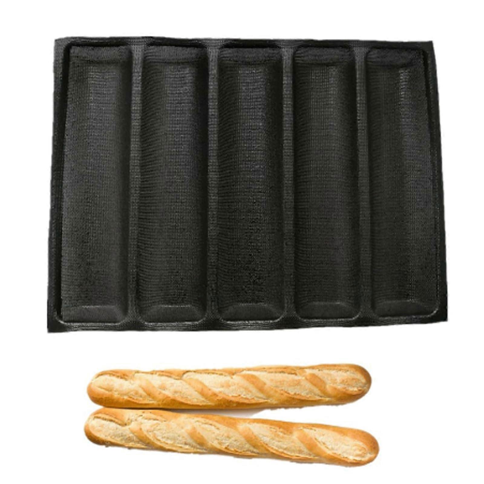 Silicone French Bread Pan Non-Stick Baking Tray 5 Loaf Baguette Mold Liners Bakeware Sub Rolls Perforated Baking Pan Mat