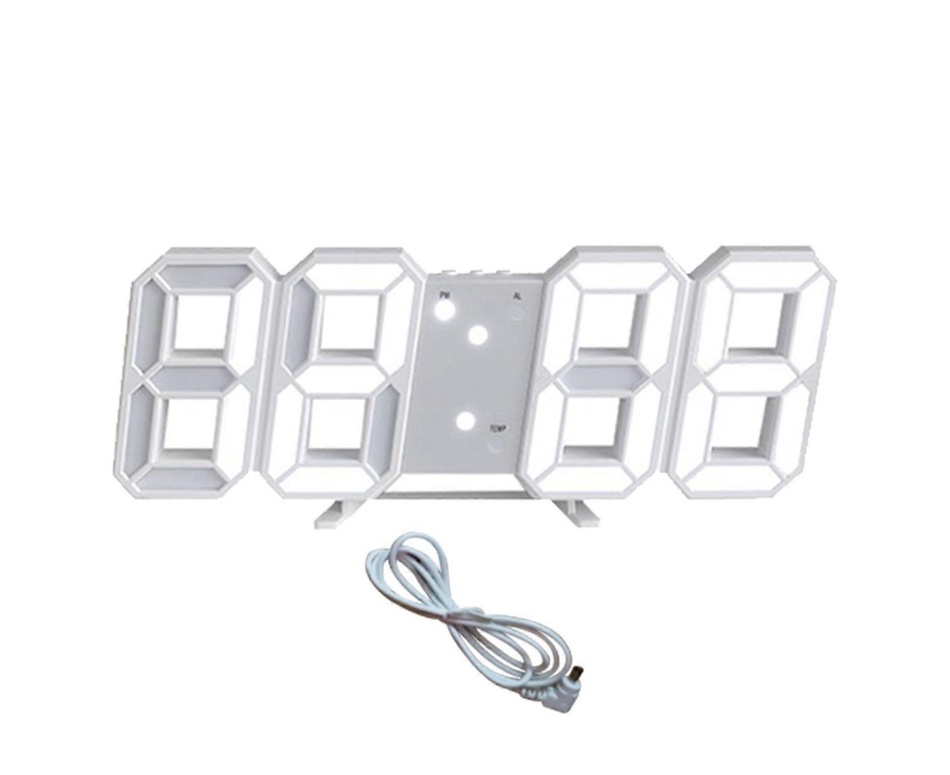 Stylish 3D LED Digital Wall Clock with Voice Control, Auto Dimming, and Temperature Display - Perfect for Home & Office