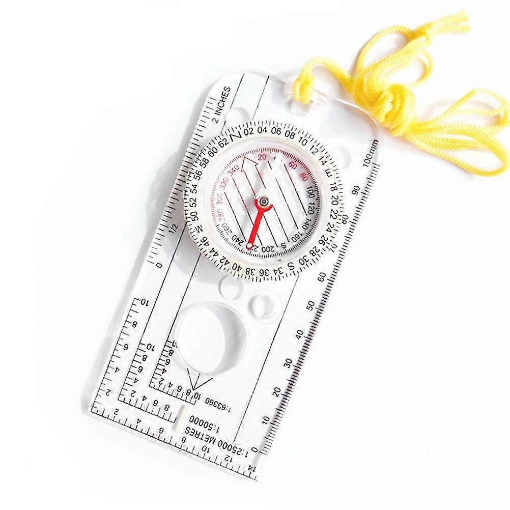 Professional Pointer Compass Hiking Protractor Camping Compass Ruler Magnifier For Mapping Plotting With Neck Lanyard Rope