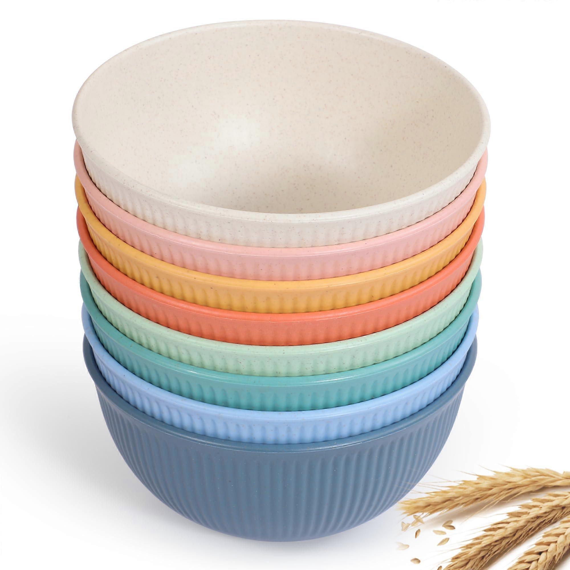 Reusable bowls of broken grain bowls, 24 oz wheat straw fiber light bowl sets 8, microwave and dishwasher, ramen, soup, use for salad