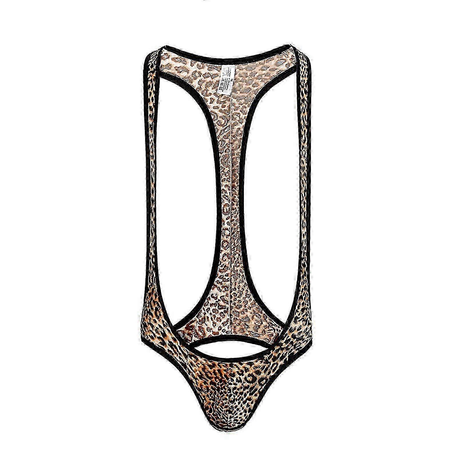 Férfi fenék nélküli leopárd mintás szexi fehérnemű