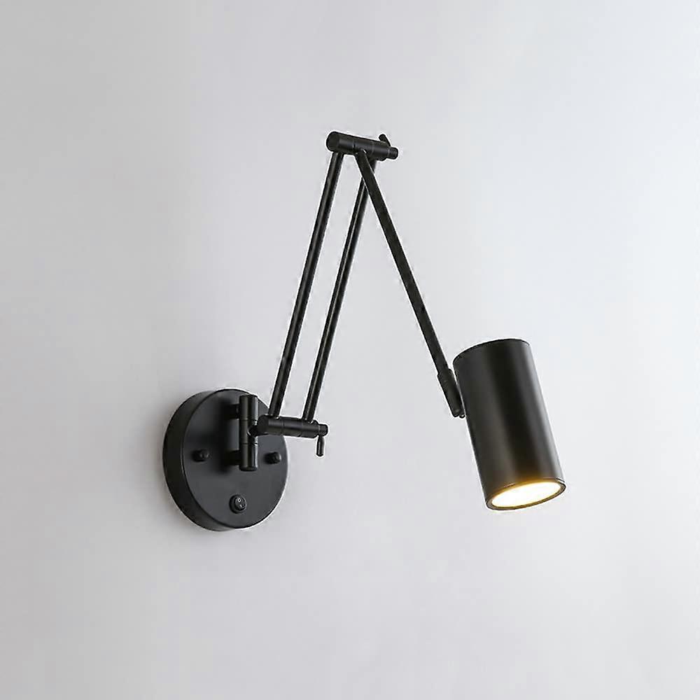 Swing Arm Bedside Reading Wall Sconce, Adjustable Industrial Lamp with  Switch, Wall Mounted, Vintage Style, Black Finish, image size:1000x1000