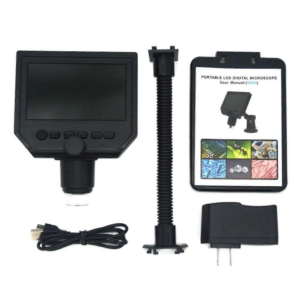 Microscope Kit G600 600X 3.6MP 8LED LCD Digital Microscope 4.3' Electronic HD Video Microscopes Magnifier Camera Microscope Lens Adapters
