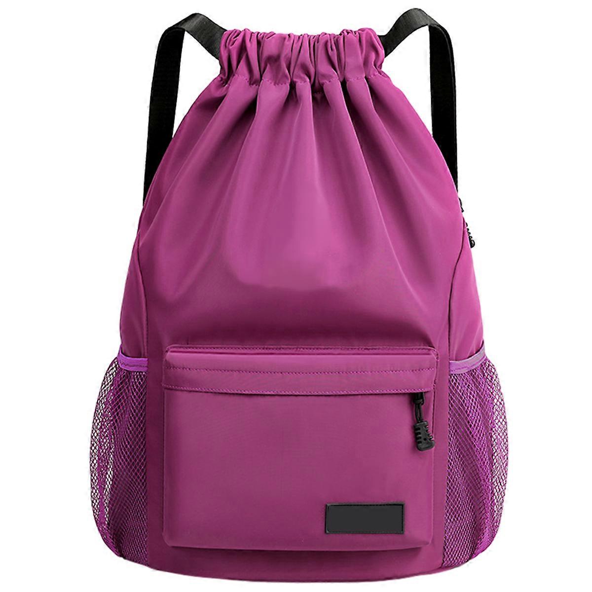 Drawstring Backpack with Shoe Pocket, Gym Bag Water-Resistant String Sackpack Cinch Bag