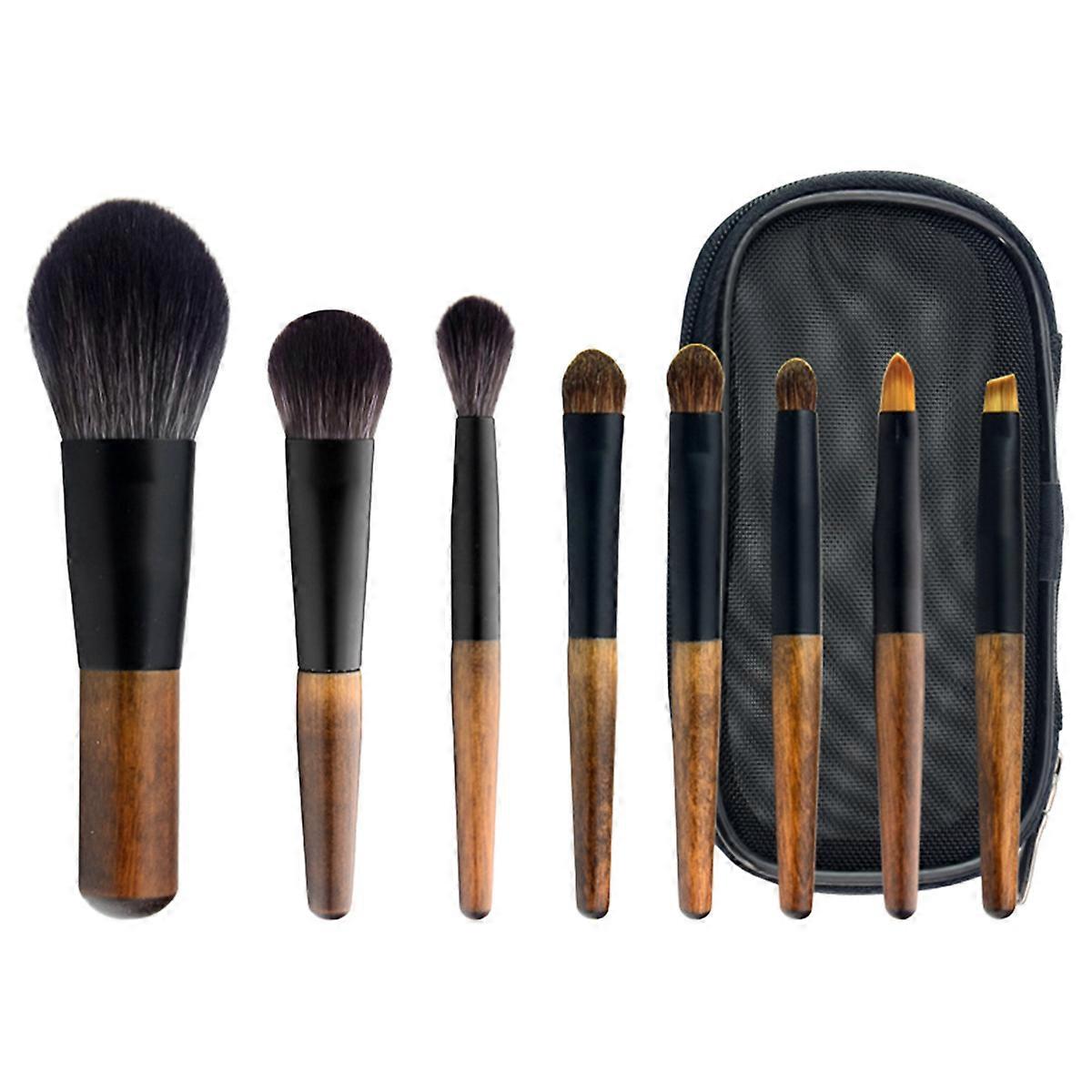 Mini Makeup Brush Set, 8pcs with Storage Bag, Foundation, Blush, Eyeshadow