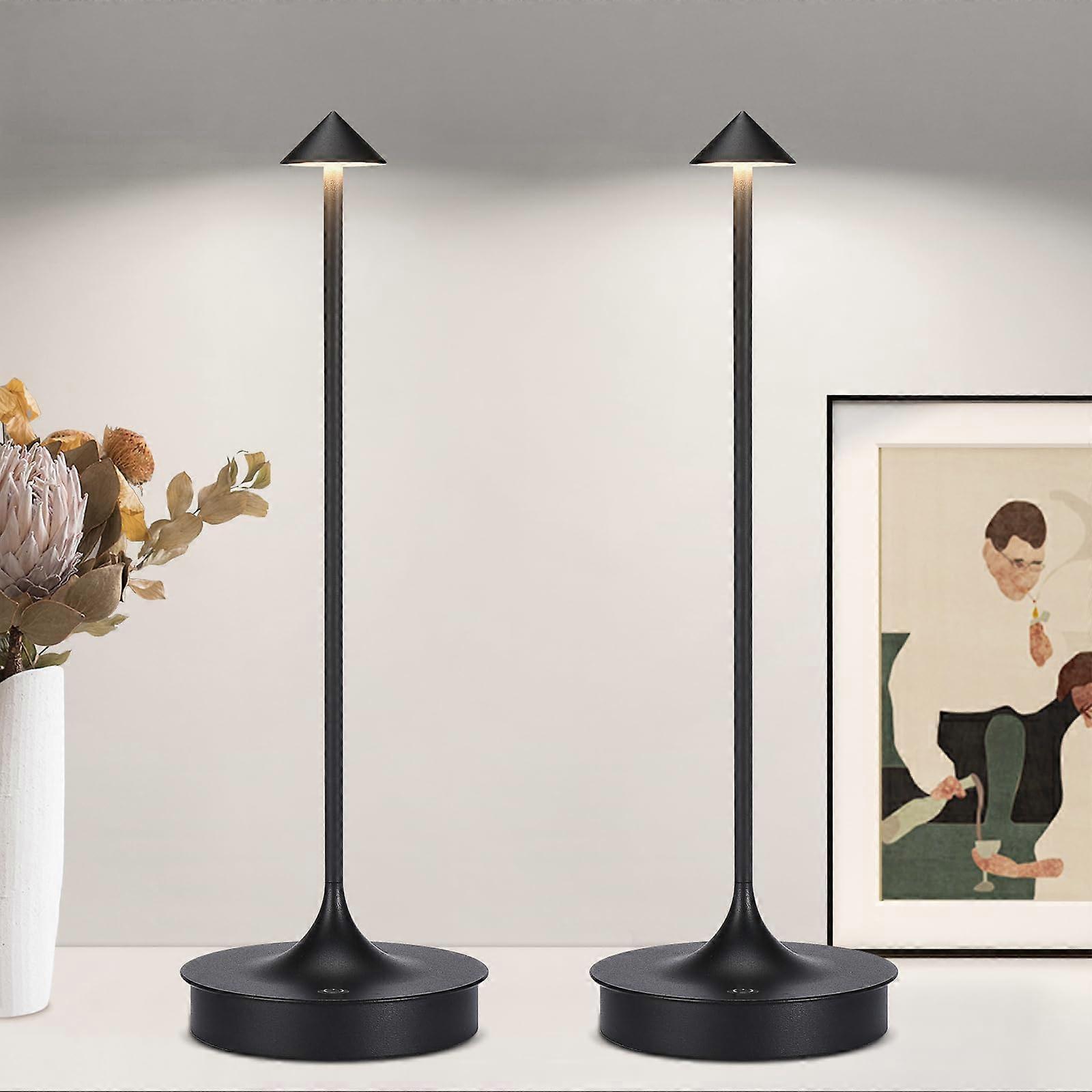 Set of 2 Small Cordless Table Lamp Rechargeable, Battery Operated Desk Lamp, 4000mAh LED Touch Lamp
