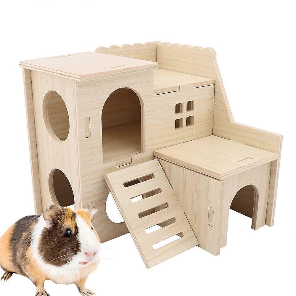Large Hamster Maze Wood House Fun Slide House DoubleDecker Hut Chew Toys for Bigger Syrian Hamsters Dwarf Gerbil Mouse Mice Rat Small Animals
