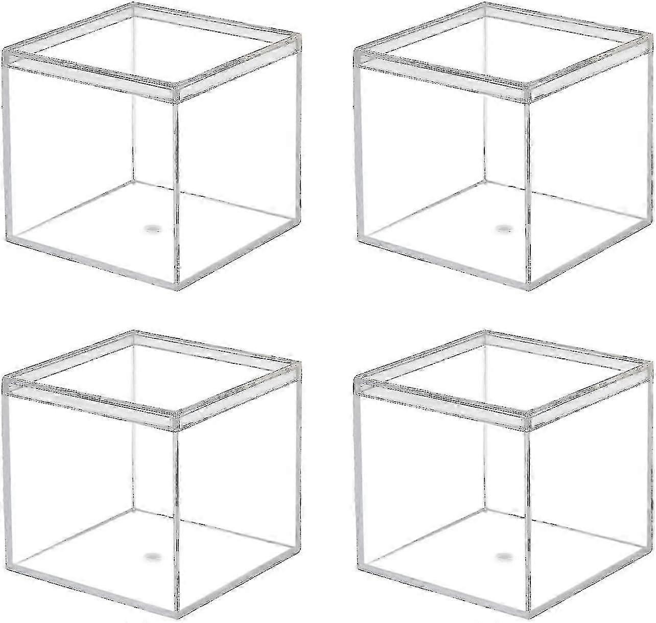 4 Pieces Of Transparent Acrylic Square Stora Box With Lid, S Stora Box,square Transparent Container Boxed C A