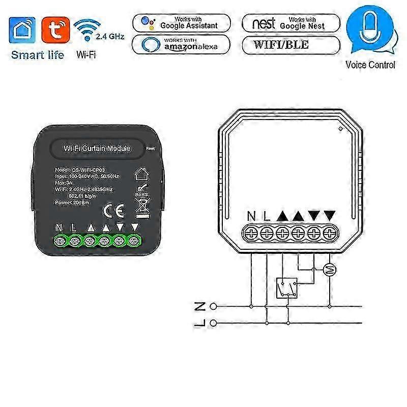 Tuya Wifi Smart Curtain Switch Module Roller Blinds Shutter Motor Smart Life App