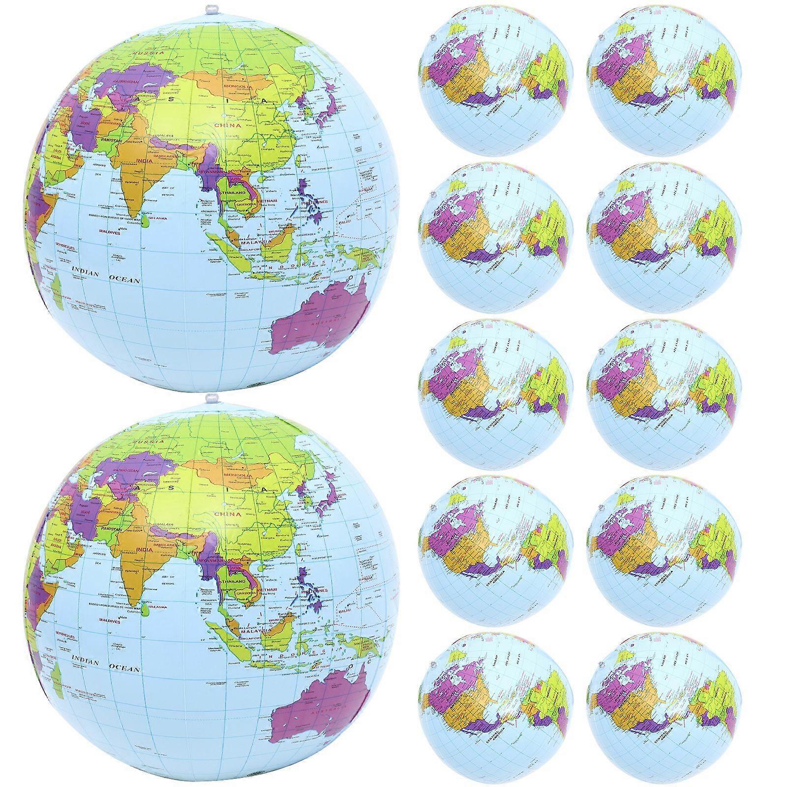12pcs Inflatable Beach Balls Inflatable Pool Ball Inflating Globe Shaped Balls