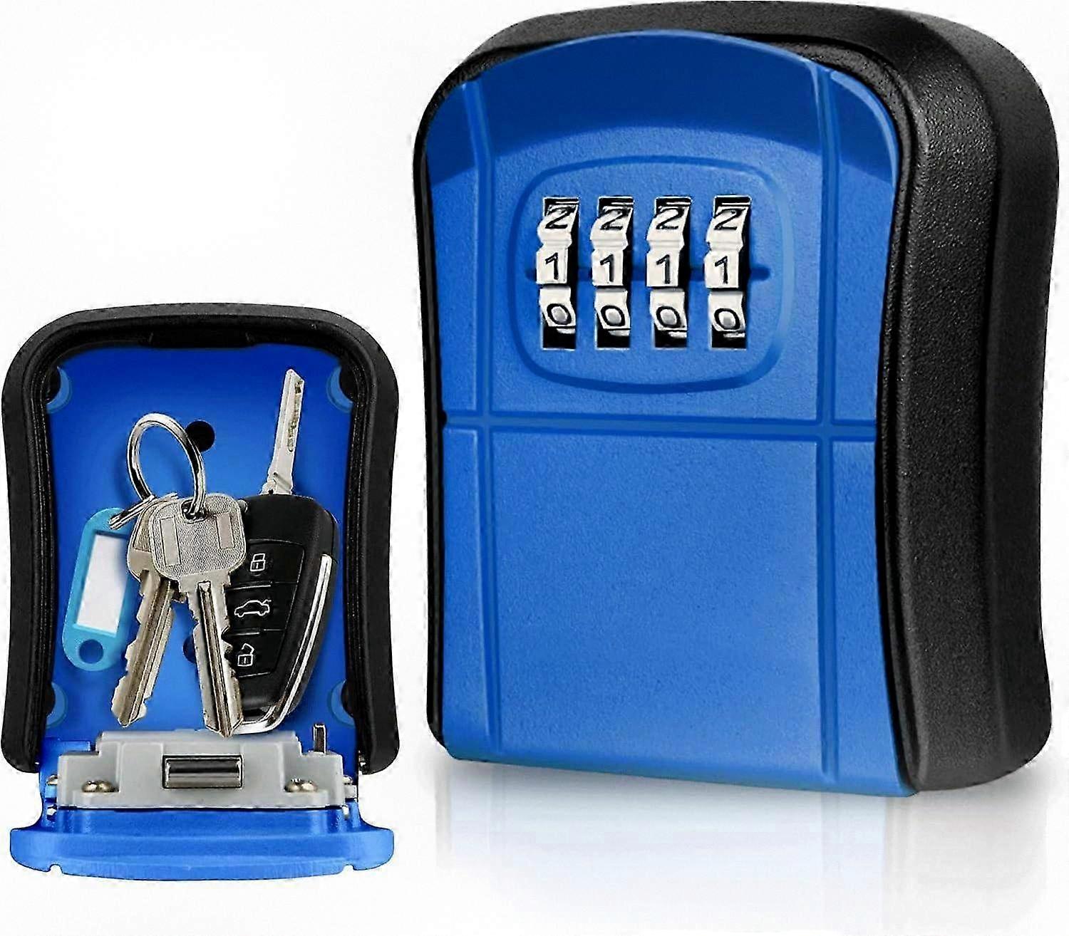 Compact Wall-Mounted Outdoor Key Safe with Resettable 4-Digit Code, Waterproof Mini Key Storage Box for Home Use.
