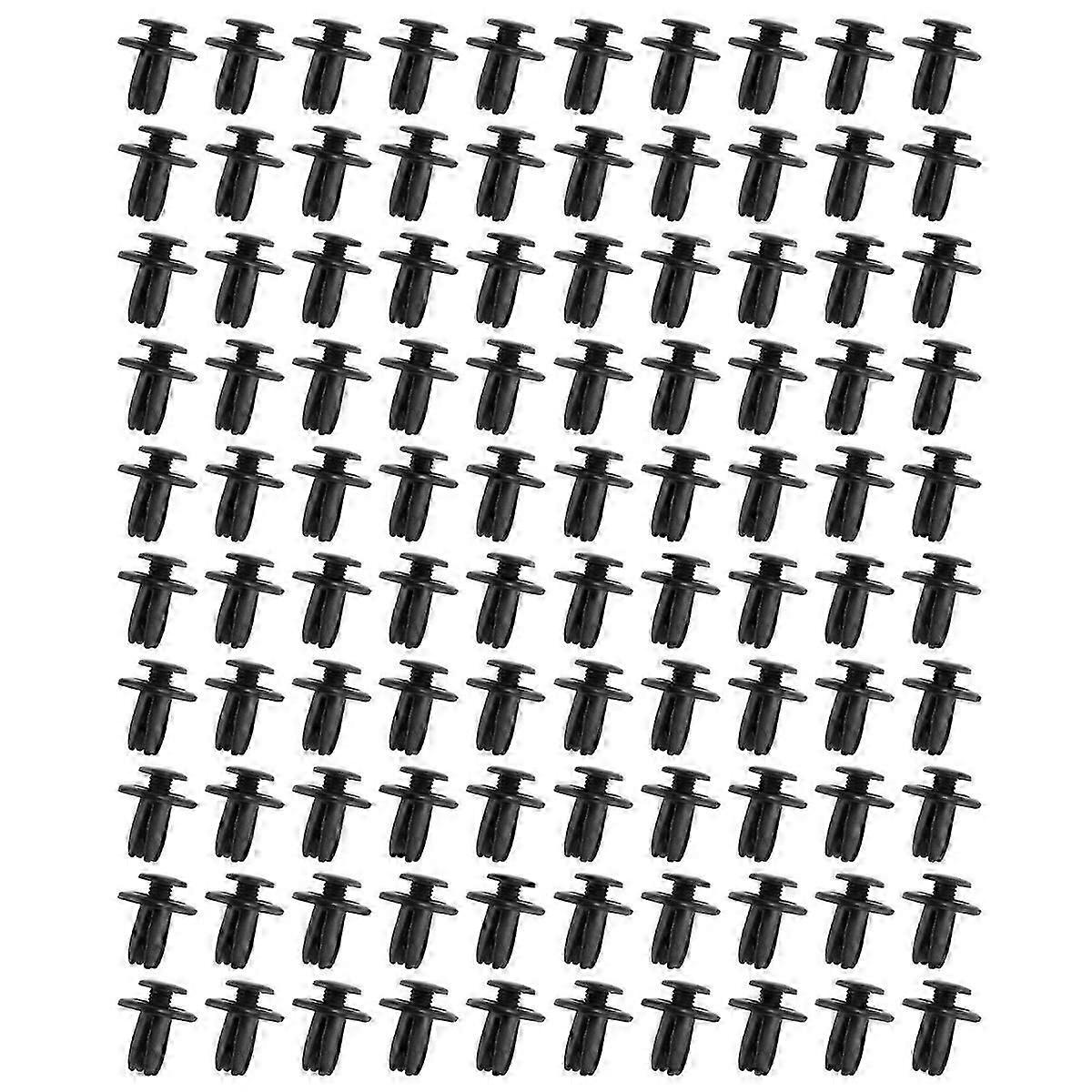 100 Pcs Car Fender Push Type Black Plastic Rivets Fastener 6mm Hole-YI WU CHUN HUI