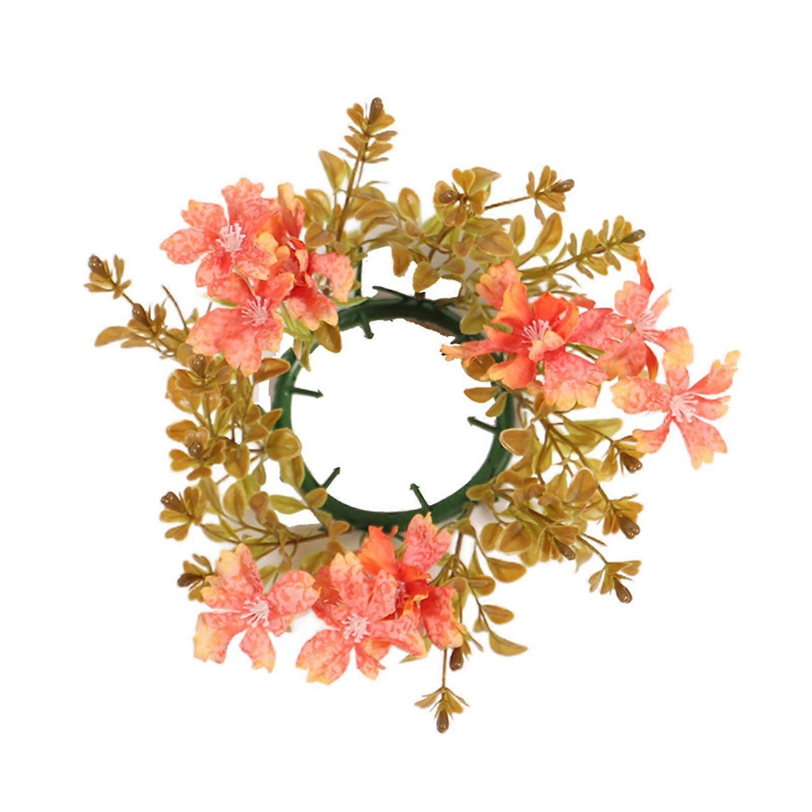 Candle Ring Wreath Artificial Flower, Rustic Decorative Thanksgiving Wreath,