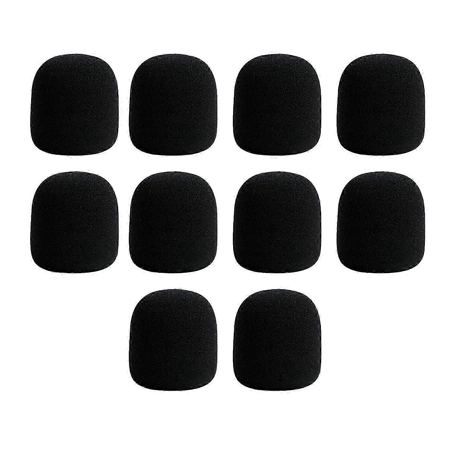 10 Pieces Stage Microphone Windscreen Foam Black Good Elastic Sponge Cover