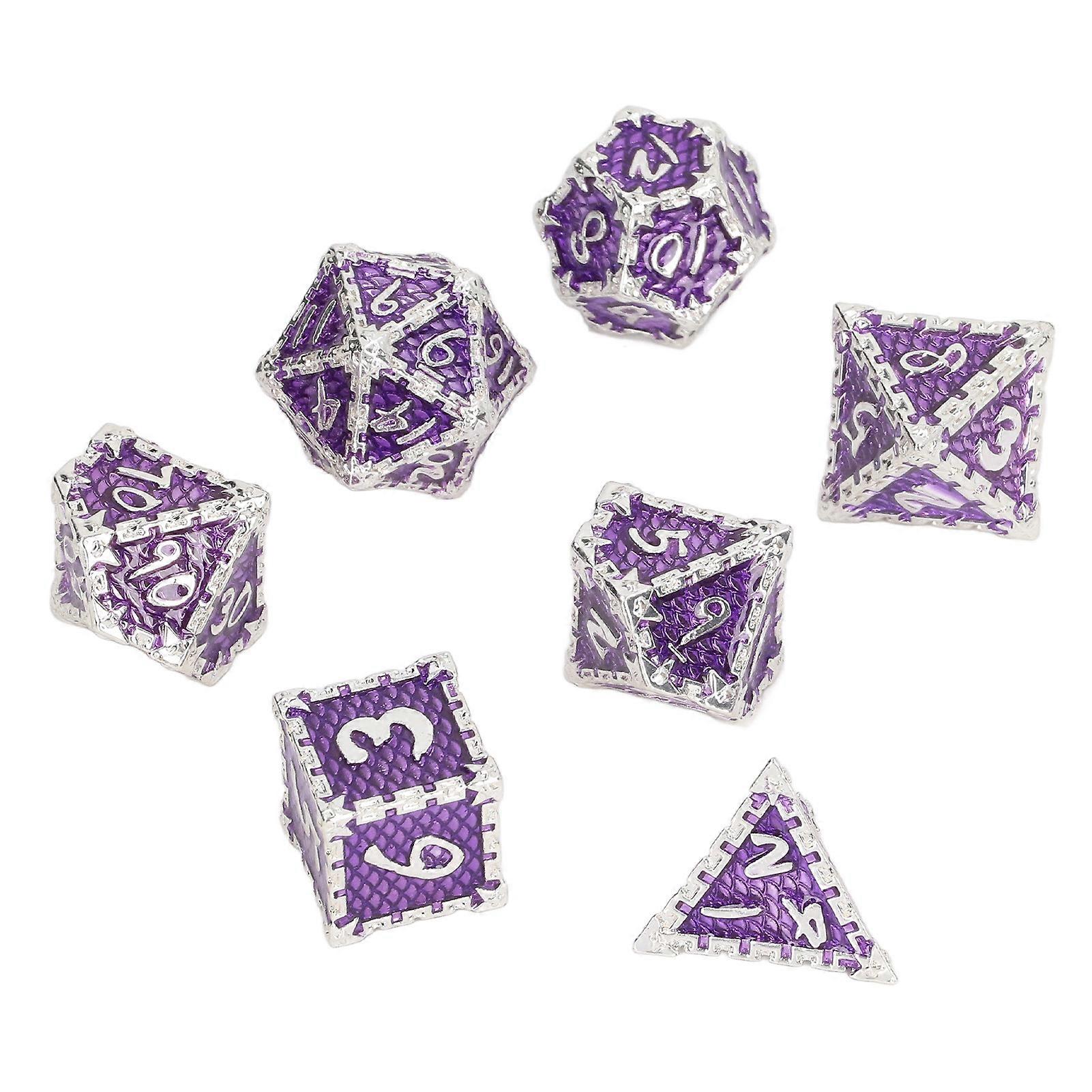 7pcs Polyhedral Dice Metal Exquisite Lightweight Clear Number Role Playing Table Game Dice