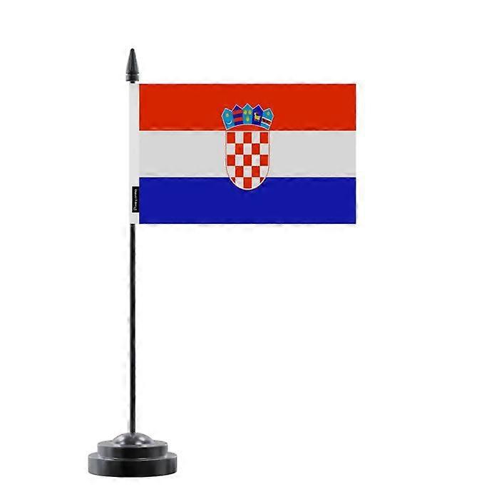 Table Flag of Croatia – 14 x 21 cm – Polyester – Black Plastic Base