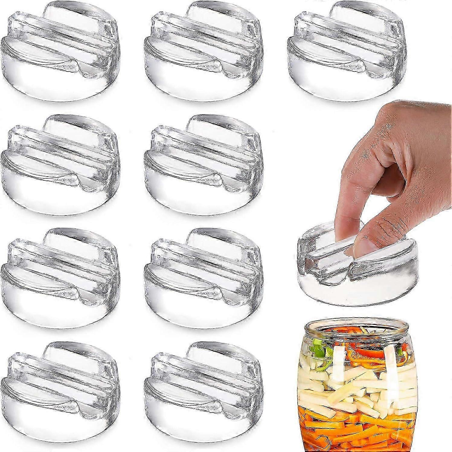 10 Pack Fermentation Glass Weights With Easy Grip Handle For Wide Mouth Mason Jar Pickling Jars For Sauerkraut, Vegetables, And Other Fermented Food