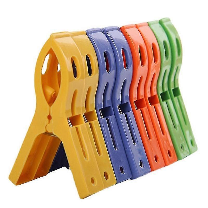 8ps/set Large Plastic Windproof Hanger Clips for Beach Towel & Clothes - Spring Clamp