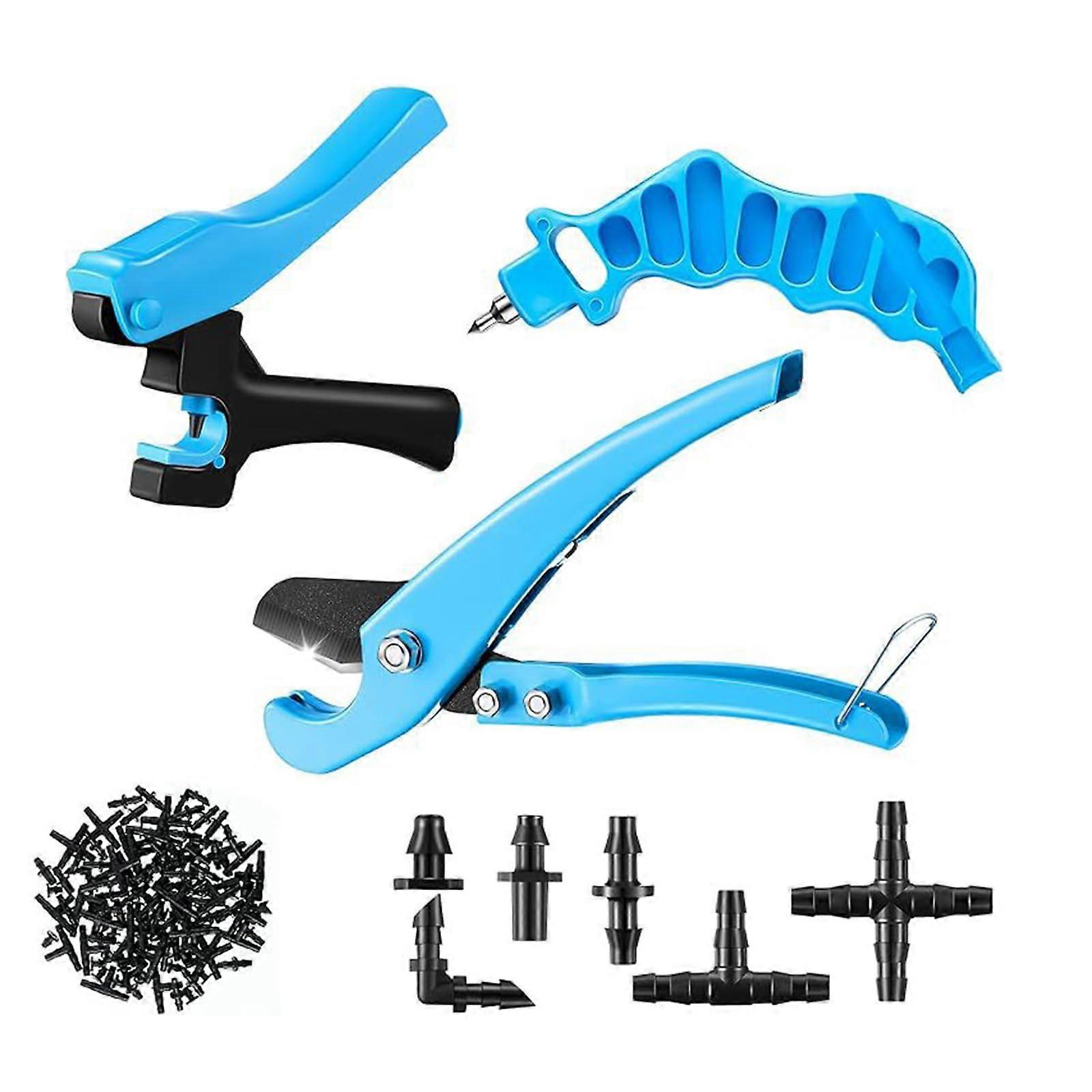 Efficient drip irrigation device, 2in1 hole punch, mounting tool for hose or hoses