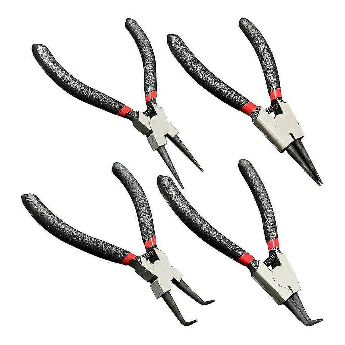 4 PCS Small Snap Ring Pliers Set Mini Internal & External Circlip Plier with Straight/Bent Jaw C Cli