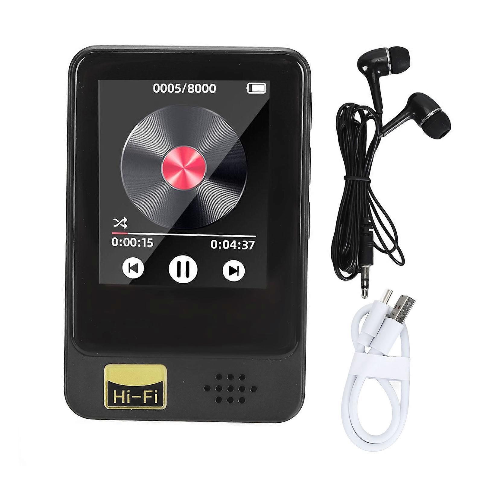 Portable HiFi MP3 Player with Bluetooth 5.0, Touch Screen, Alarm, Recorder, 16GB Card