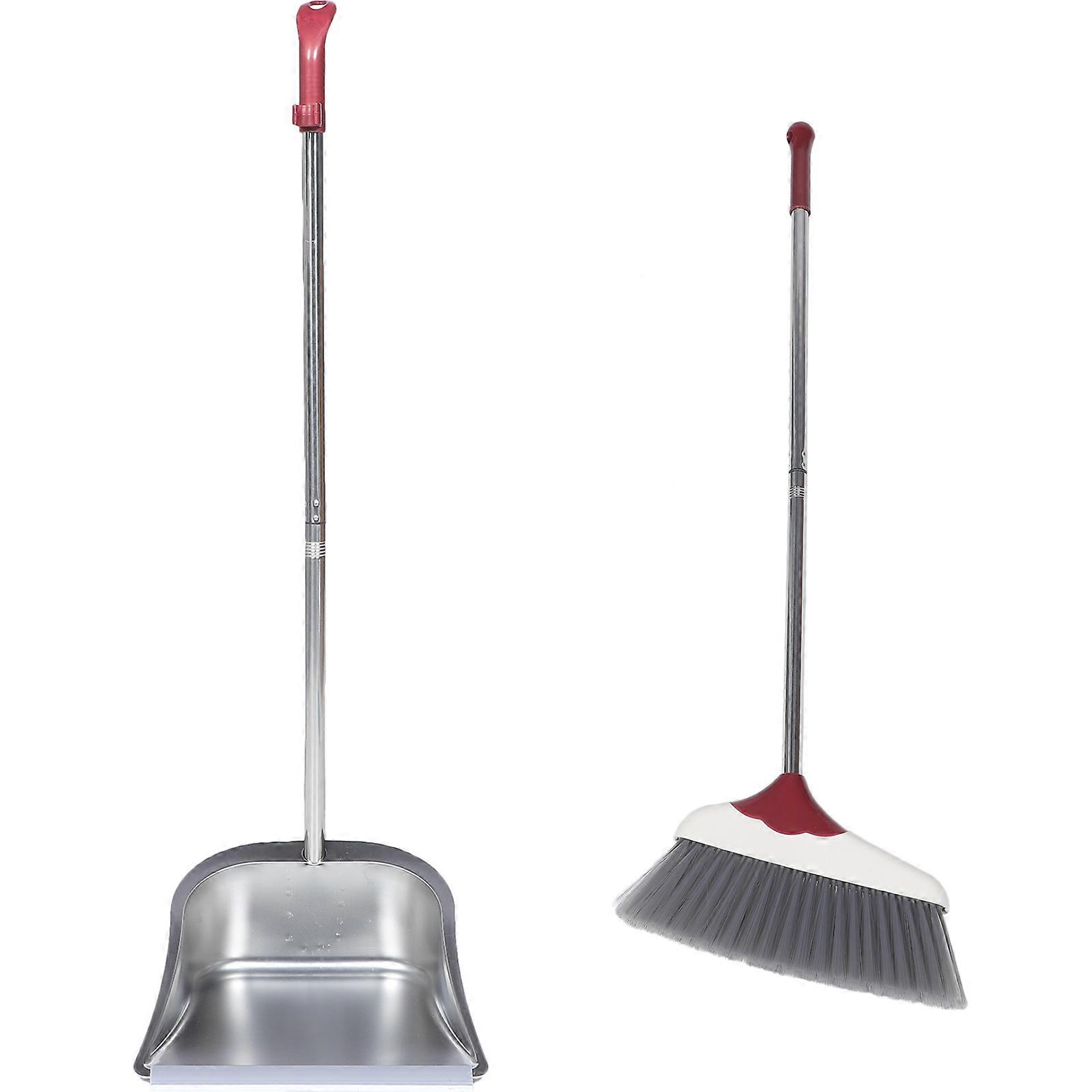 Stainless Steel Broom and Dustpan with Long Ergonomic Handle for Home Cleaning – Wind Dustpan for Indoor Floor Sweeping and Garbage Collection