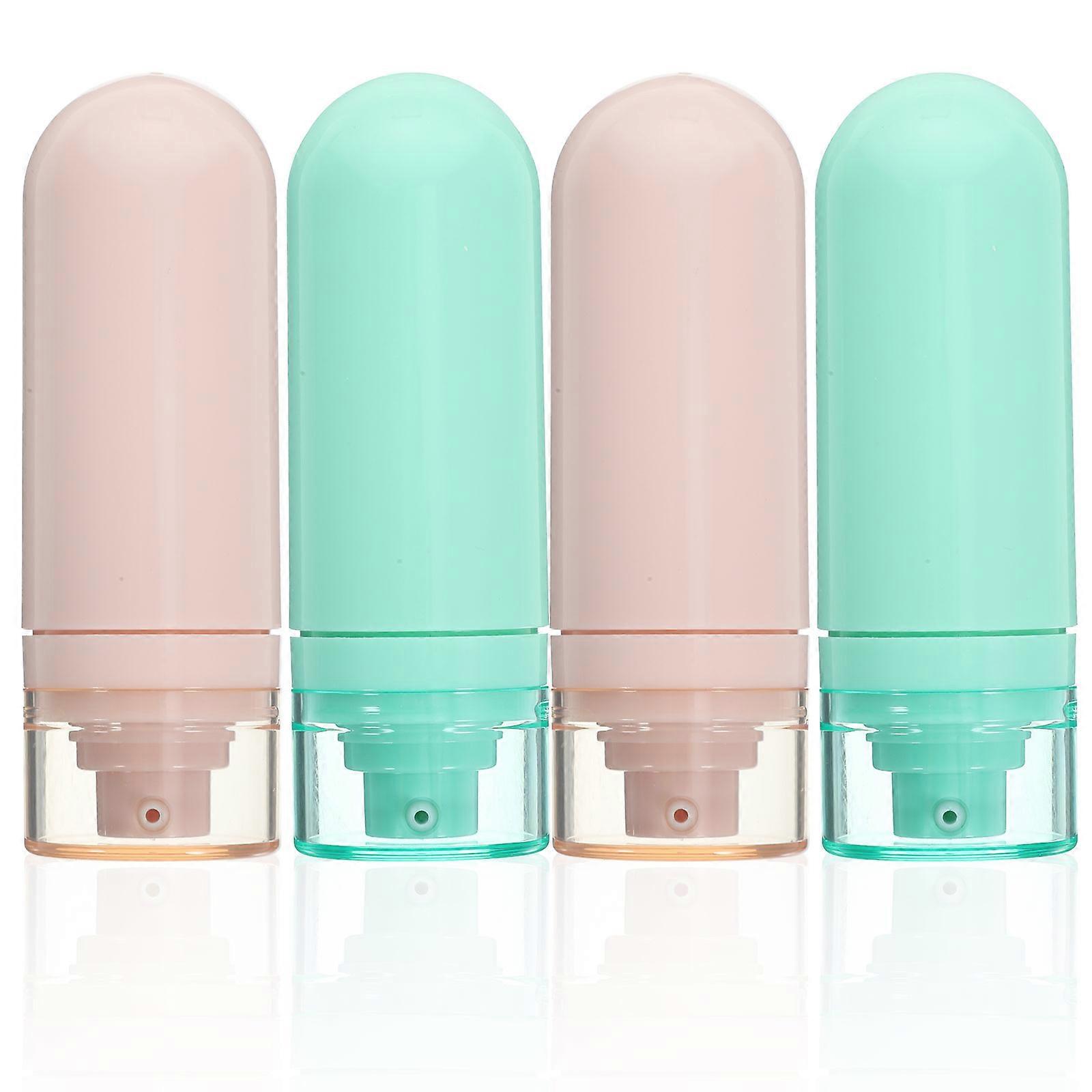 Compact Travel Size Bottles Green Vacuum Inverted Design For Outdoor Activities Shampoo Lotion 4Pcs